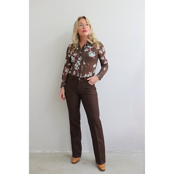 Deadstock Vintage New With Tags 1970's Floral Collared Bodysuit Women's XXS XS - Picture 7 of 9